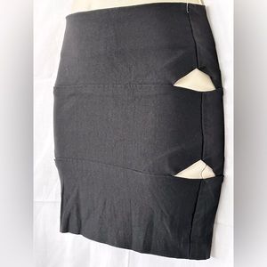 3/$15 Top 10 USA Black Stretch Mini Skirt Sides Cutout Back Zippers Size S